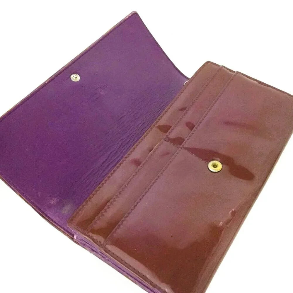 Christian Dior CD Logo Enamel Patent Leather Long Bifold Wallet /6R1625